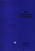 VW T 3 Transporter pricelist 7.1980