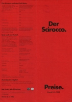 VW Scirocco Preisliste 8.1982