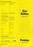 VW Käfer pricelist 11.1984