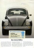 VW Käfer brochure Der letzte Käfer 1985