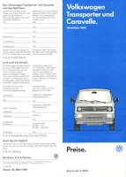 VW T 3 Transporter and Caravelle pricelist 3.1990