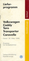 VW T 3 Preisliste für Großabnehmer 3.1990