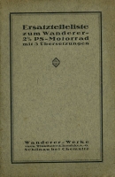 Wanderer Ersatzteilliste zum 2,5 PS-Motorrad mit 3 Übersetzungen 8.1926