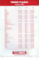 Yamaha Pricelist 1983