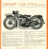 Zündapp S 200 300 Rekord Prospekt 1930