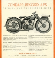 Zündapp S 200 300 Rekord Prospekt 1930