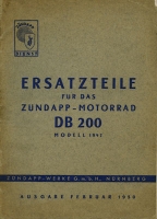 Zündapp DB 200 Ersatzteilliste 1947