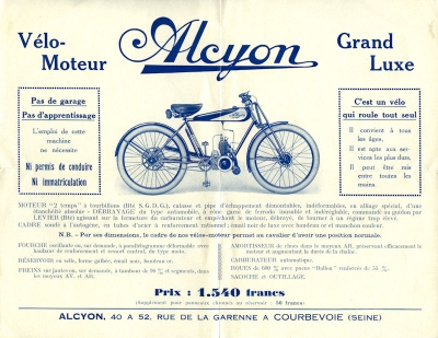 Alcyon velo moteur brochure 1930s