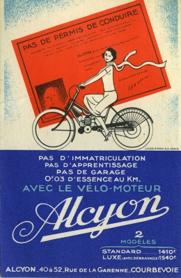 Alcyon velo moteur postcard 1930s