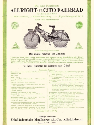 Allright und Cito Motorfahrrad Prospekt ca. 1931