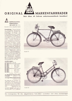 Fels Fahrrad Programm 1954
