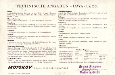 Jawa - CZ 250 brochure 1955