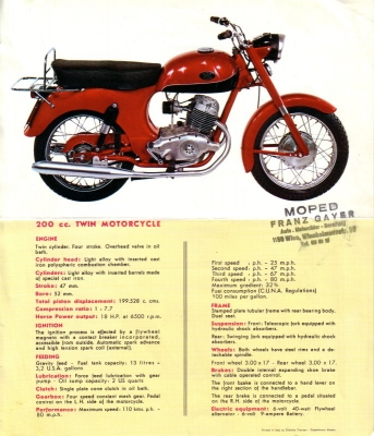 Laverda 200 c.c. brochure 1960s