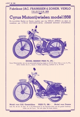 Cyrus Motorrijwielen brochure 1938