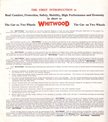 Whitwood Monocar Prospekt 1935