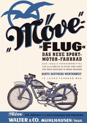 Walter Möwe Flug Motorfahrrad Prospekt 1940