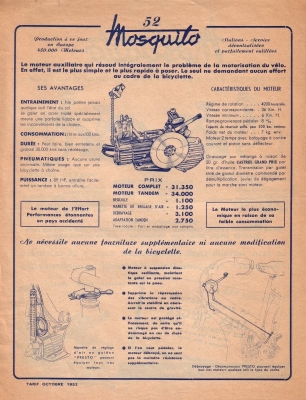 Mosquito Motoren Prospekt 1952