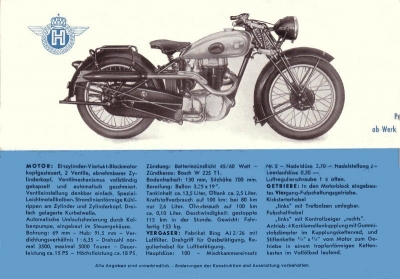 Horex SB 35 Prospekt ca. 1949