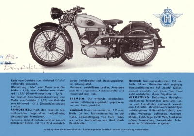 Horex SB 35 Prospekt ca. 1949