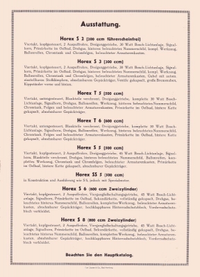 Horex Programm / Preisliste 1934