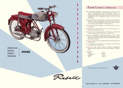 Horex Moped Rebell Prospekt 1956