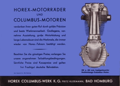 Horex Programm ca. 1938