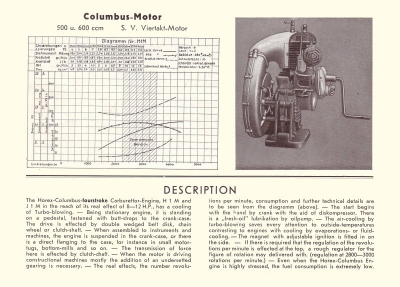 Horex Columbus Motor brochure 1933