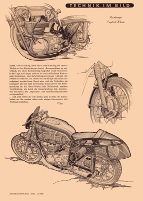 Horex Zeitungsausschnitt aus Motorrundschau 12/1952 Rennmaschine 500ccm
