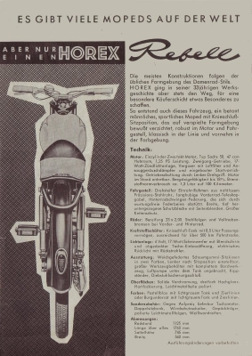 Horex Moped Rebell 100 Prospekt 1957