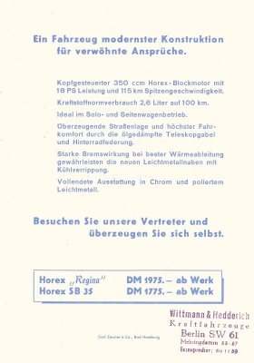 Horex Regina 350 Prospekt 1951