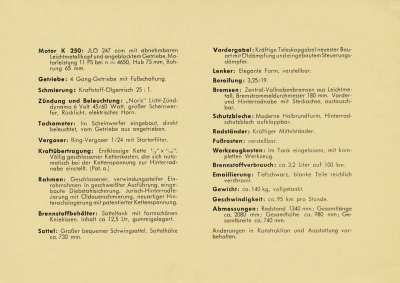 Hecker K 250 Prospekt 1950er Jahre