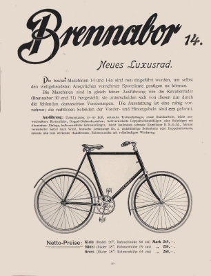 Brennabor Fahrrad Programm 1901 Teil 2