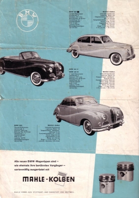 Mahle Prospekt 1954 mit BMW Modellen