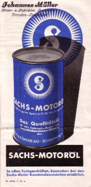 Sachs Motoröl Prospekt 7.1938