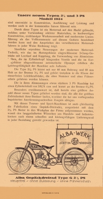 Alba Getriebemotorrad Prospekt 1924