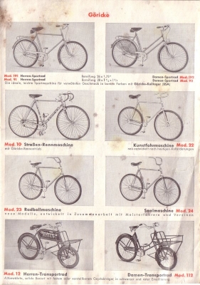 Göricke Motorrad und Fahrrad Programm ca. 1950