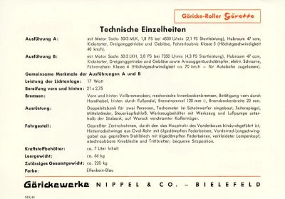 Göricke Roller Görette Prospekt 8.1961