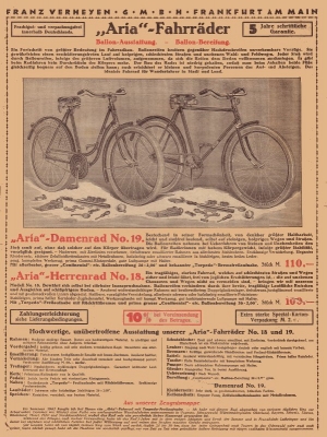 Aria Fahrrad Prospekt 1932
