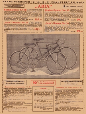 Aria Fahrrad Prospekt 1932