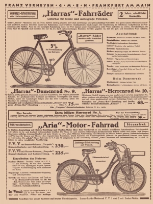 Aria Fahrrad Prospekt 1932