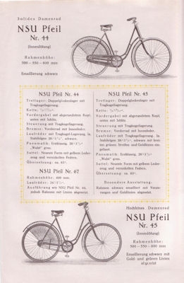 NSU Pfeil bicycle brochure 1926