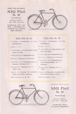 NSU Pfeil Fahrrad Prospekt 1926