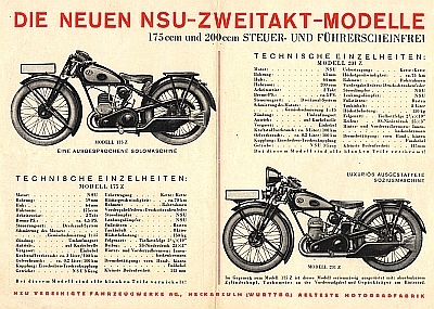 NSU 175 Z und 201 Z brochure 1931