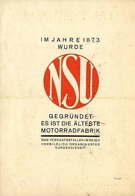 NSU 175 Z und 201 Z brochure 1931