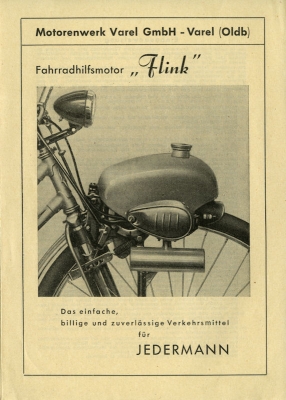 Flink Fahrradhilfsmotor brochure 1950s