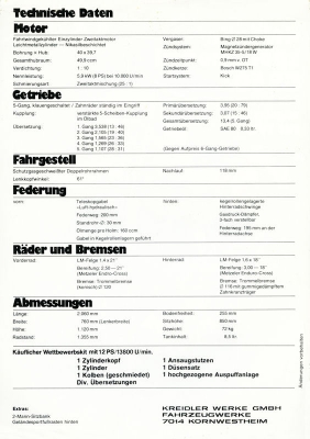 Kreidler-Van Veen Geländesportmodell GS 50 Prospekt 1980
