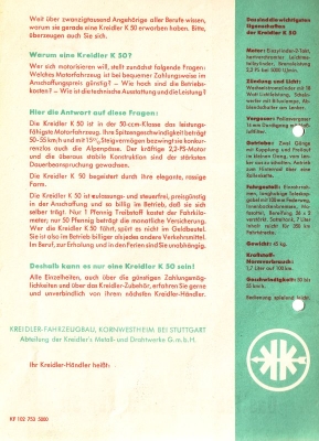 Kreidler K 50 Prospekt 7.1953