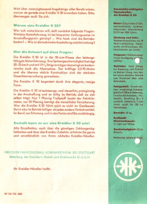 Kreidler K 50 brochure 7.1953