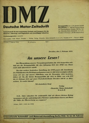 DMZ Deutsche Motor-Zeitschrift 1935 No. 1