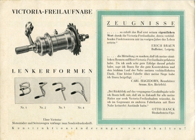 Victoria Fahrrad Programm 1920er Jahre